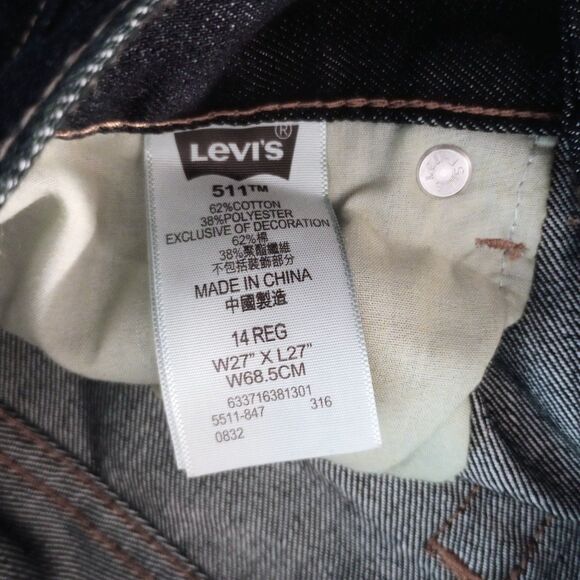 Levis 511 Dark Wash Jeans 27x27 sz 14 Regular Womens - Picture 6 of 7